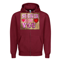 Burgundy valentine's day sucker for you Zipper Hoodie - BarkalooDesign