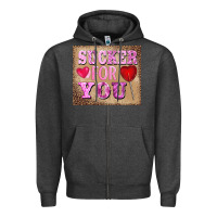 Charcoal Heather valentine's day sucker for you Zipper Hoodie - BarkalooDesign