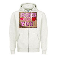 Oatmeal Heather valentine's day sucker for you Zipper Hoodie - BarkalooDesign