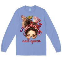 Colony Blue nail queen messy bun with crown bbs Long Sleeve Tee - BundleAndBundleShop
