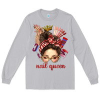 Moon Dust nail queen messy bun with crown bbs Long Sleeve Tee - BundleAndBundleShop