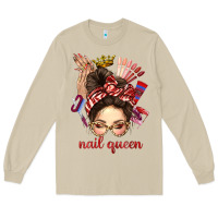 Mushroom nail queen messy bun with crown bbs Long Sleeve Tee - BundleAndBundleShop