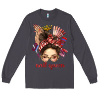 Smoke nail queen messy bun with crown bbs Long Sleeve Tee - BundleAndBundleShop