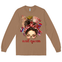 Toasted Coconut nail queen messy bun with crown bbs Long Sleeve Tee - BundleAndBundleShop