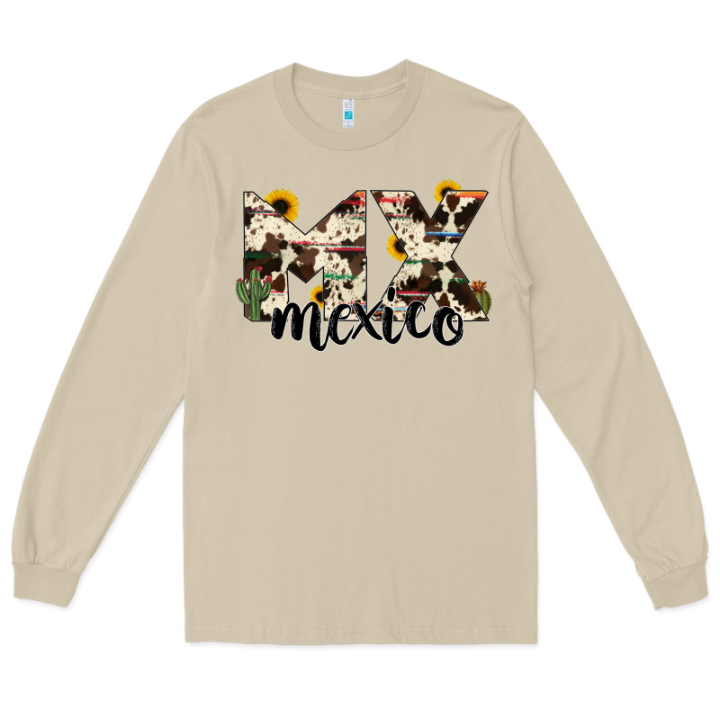 Mexico State Cowhide Serape Cactus Long Sleeve Tee by RanaPortraitStore | Teevron