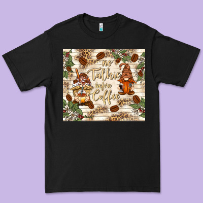 No Talkie Before Coffee With Gnomies Premium Tee Designed By Tumblerdesignbyshophia