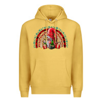 Antique Gold festive gnome with gifts Premium Hoodie - CowhideDigitalArt