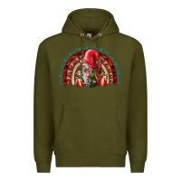 Army Green festive gnome with gifts Premium Hoodie - CowhideDigitalArt