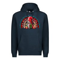 Navy festive gnome with gifts Premium Hoodie - CowhideDigitalArt
