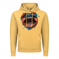 Vintage Mustard American flag lips 4th of july Vintage Hoodie - FaDigitalArtStudio
