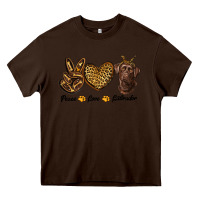 Chocolate Brown peace love labrador Heavy Core Tee - RanaPortraitStore