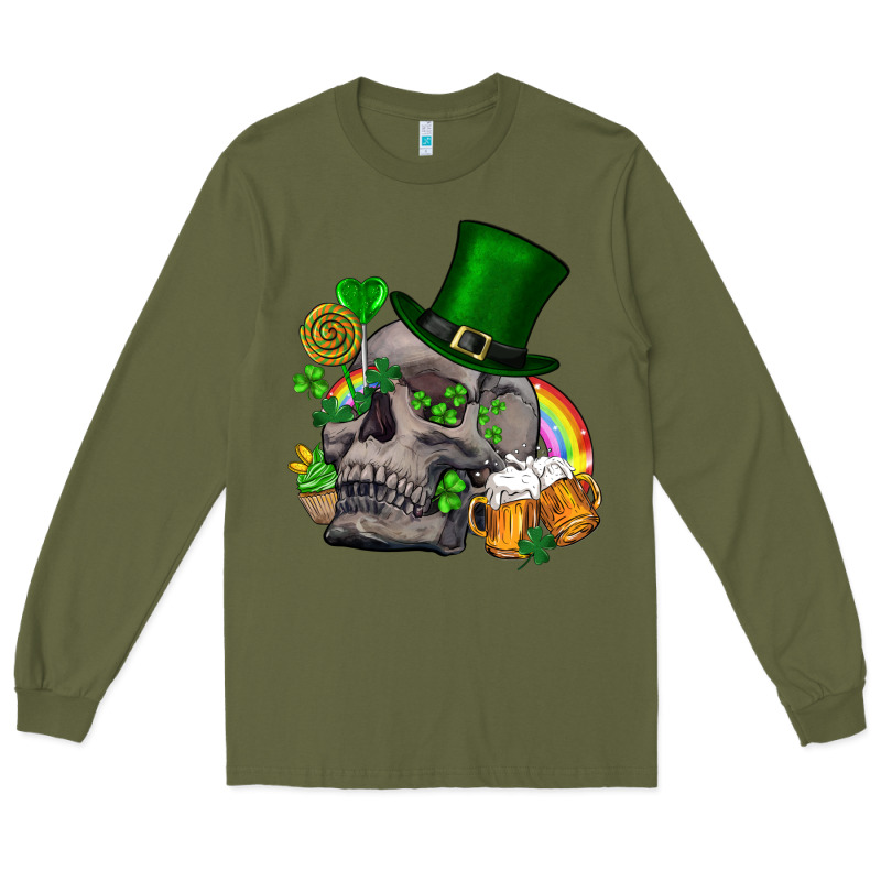St Patrick's Day Boho Skull Long Sleeve Tee by FaDigitalArtStudio | Teevron