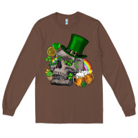 Chestnut St Patrick's Day boho skull Long Sleeve Tee - FaDigitalArtStudio