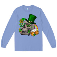 Colony Blue St Patrick's Day boho skull Long Sleeve Tee - FaDigitalArtStudio