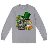 Heather Grey St Patrick's Day boho skull Long Sleeve Tee - FaDigitalArtStudio