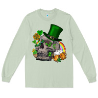 Matcha St Patrick's Day boho skull Long Sleeve Tee - FaDigitalArtStudio