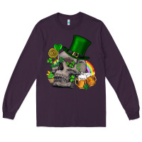 Plum St Patrick's Day boho skull Long Sleeve Tee - FaDigitalArtStudio