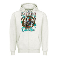 Oatmeal Heather western rodeo darlin' bullfighter serape cowhide turquoise gemstones Zipper Hoodie - BarkalooDesign