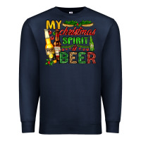 Navy my christmas spirit is beer with beer bottles Premium Sweatshirt - AdoDesignShop