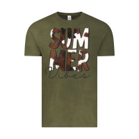 Vintage Olive Summer Vibes Brown White Cowhide Vintage Tee - CowCowDesign