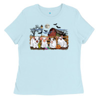 Baby Blue halloween pigs Ladies Tee - CowGirlArtShop