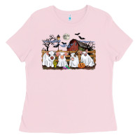 Bubblegum Pink halloween pigs Ladies Tee - CowGirlArtShop
