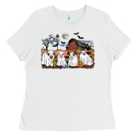 White halloween pigs Ladies Tee - CowGirlArtShop