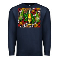 Navy beer bottles with golden snow Premium Sweatshirt - AdoDesignShop