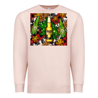 Pale Pink beer bottles with golden snow Premium Sweatshirt - AdoDesignShop