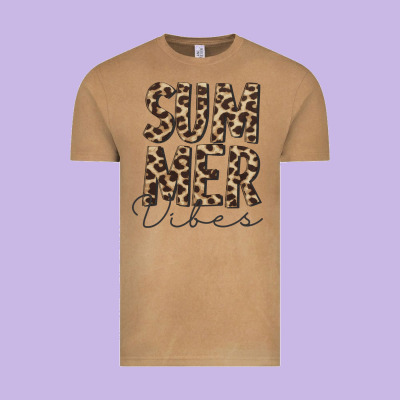 Summer Vibes Leopard Vintage Tee Designed By Cowcowdesign