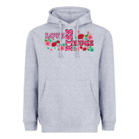 Heather Grey floral love and kiss Heavyweight Hoodie - AdoDesignShop