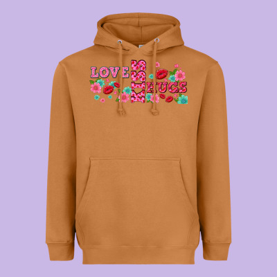 Floral Love And Kiss Heavyweight Hoodie Designed By Adodesignshop