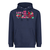 Navy floral love and kiss Heavyweight Hoodie - AdoDesignShop