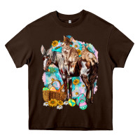 Chocolate Brown Happy Easter Day Rodeo Heavy Core Tee - NancyCooperArtShop