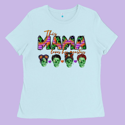Personalized This Mama Loves Her Monsters Ladies Tee Designed By Cowgirlartshop