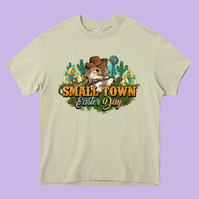 Small Town Easter Day Heavy Core Tee Designed By Nancycooperartshop