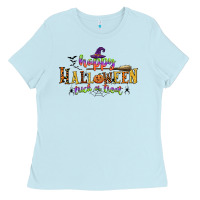 Baby Blue happy halloween trick or treat Ladies Tee - CowGirlArtShop