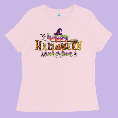Happy Halloween Trick Or Treat Ladies Tee Designed By Cowgirlartshop