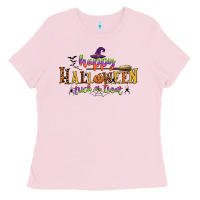 Bubblegum Pink happy halloween trick or treat Ladies Tee - CowGirlArtShop