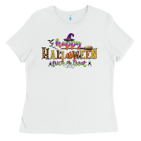 White happy halloween trick or treat Ladies Tee - CowGirlArtShop