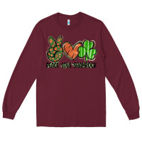 Burgundy peace love shamrock Long Sleeve Tee - FaDigitalArtStudio