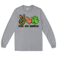 Heather Grey peace love shamrock Long Sleeve Tee - FaDigitalArtStudio
