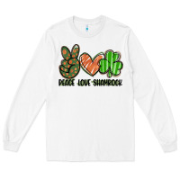 White peace love shamrock Long Sleeve Tee - FaDigitalArtStudio