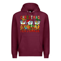 Burgundy Christmas tea junkie Premium Hoodie - CowhideDigitalArt