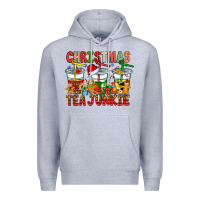 Heather Grey Christmas tea junkie Premium Hoodie - CowhideDigitalArt