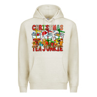 Oatmeal Heather Christmas tea junkie Premium Hoodie - CowhideDigitalArt