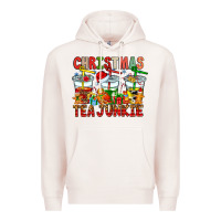 Pale Pink Christmas tea junkie Premium Hoodie - CowhideDigitalArt