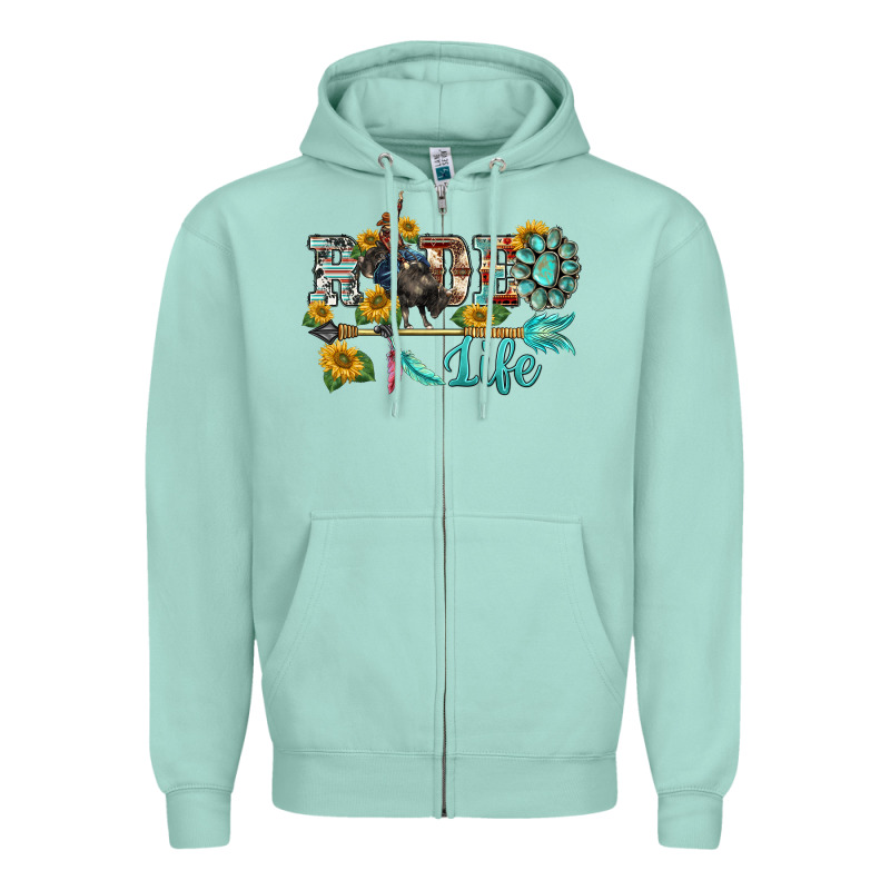 Western Rodeo Bullfighter  Life Turquoise's Gemstones Arrow Sunflowers Zipper Hoodie by BarkalooDesign | Teevron