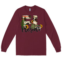 Burgundy florida state cowhide serape cactus Long Sleeve Tee - RanaPortraitStore