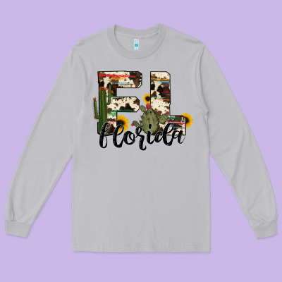 Florida State Cowhide Serape Cactus Long Sleeve Tee Designed By Ranaportraitstore